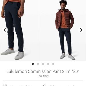 190-$50 *FREE SHIPPING* Lululemon Commission Pant Slim
True Navy size 34 x 31